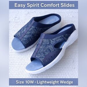Easy Spirit Traciee7 Slides Dark Blue Wedge Comfort Sandals 10W